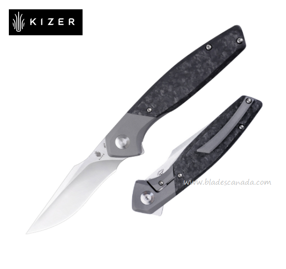 Kizer Grazioso Flipper Framelock Knife, CPM 20CV, Titanium/Carbon Fiber, KI4572A1