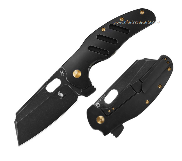 Kizer Sheepdog C01C XL Flipper Framelock Knife, S35VN Black, Titanium Black