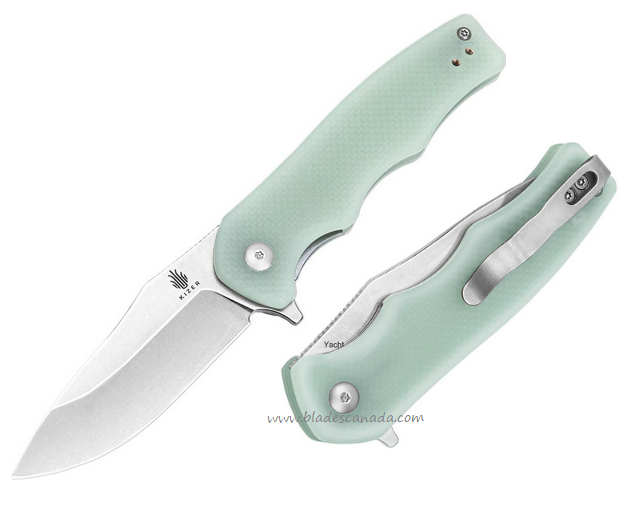 Kizer Yacht Flipper Folding Knife, Stonewash Blade, G10 Jade, KIL3004A1