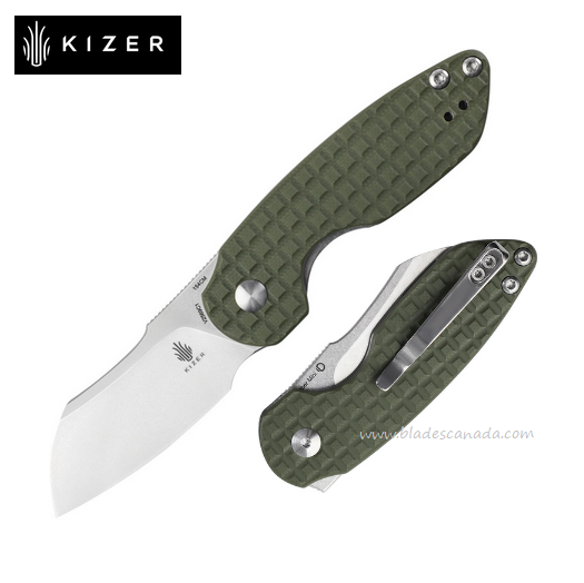 Kizer October Mini Flipper Folding Knife, 154CM Satin, G10 Green, V2569C1