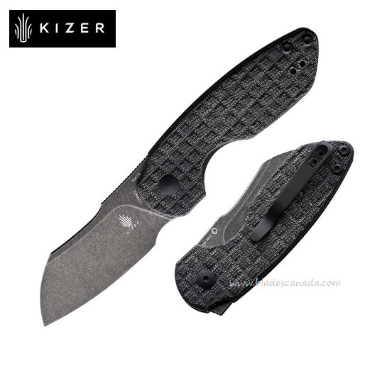 Kizer October Mini Flipper Folding Knife, 154CM Black SW, Micarta Black, V2569C2
