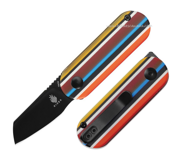 Kizer Mini Bay Slipjoint Folding Knife, Serape Series, 154CM Black, G10 Multicolour, KIV2583C1