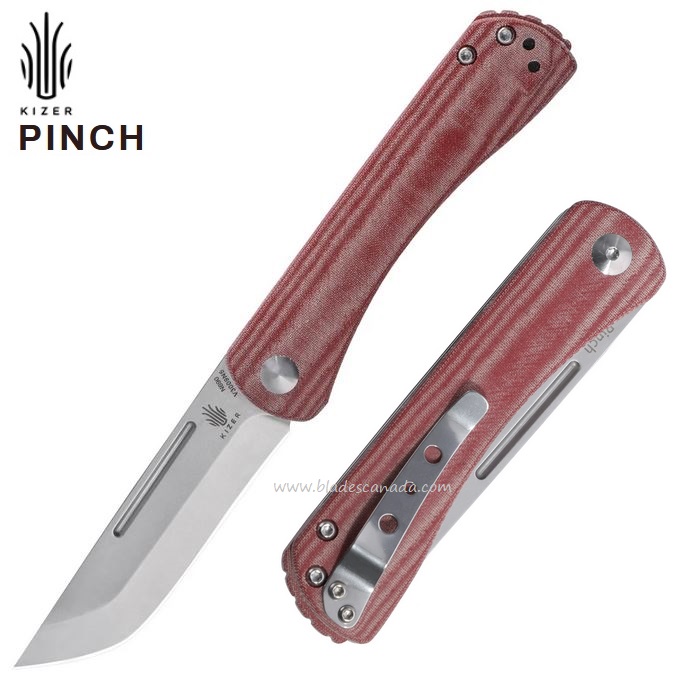 Kizer Pinch Folding Knife, N690, Micarta Red, V3009N5 - Click Image to Close