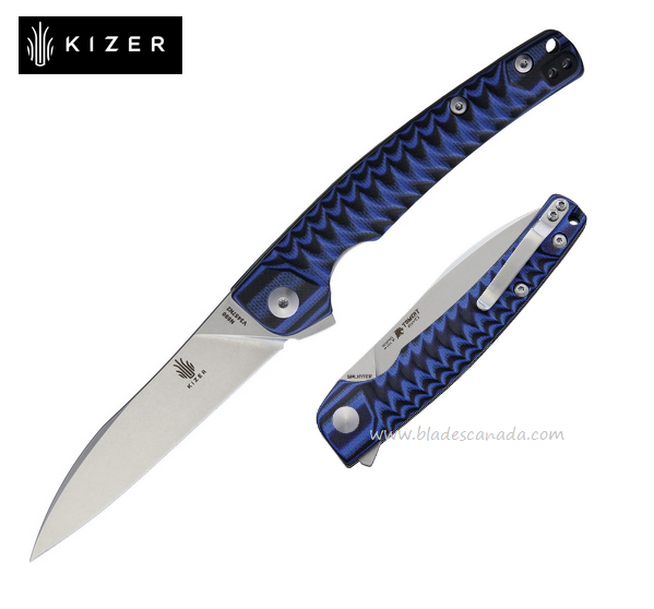 Kizer Splinter Flipper Folding Knife, N690, G10 Black/Blue, V3457N2