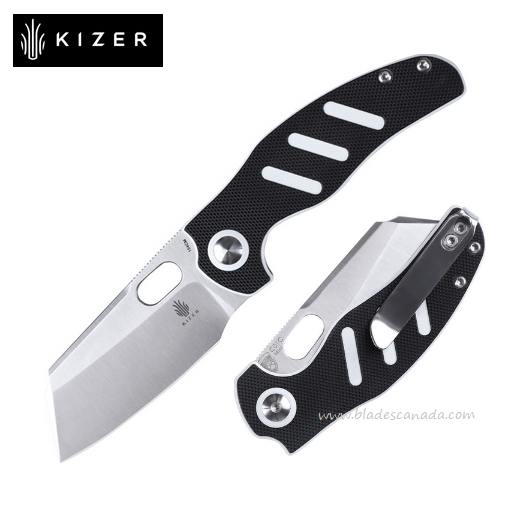 Kizer Mini Sheepdog Folding Knife, Slipjoint, 154CM Satin, G10 White/Black, V3488C7