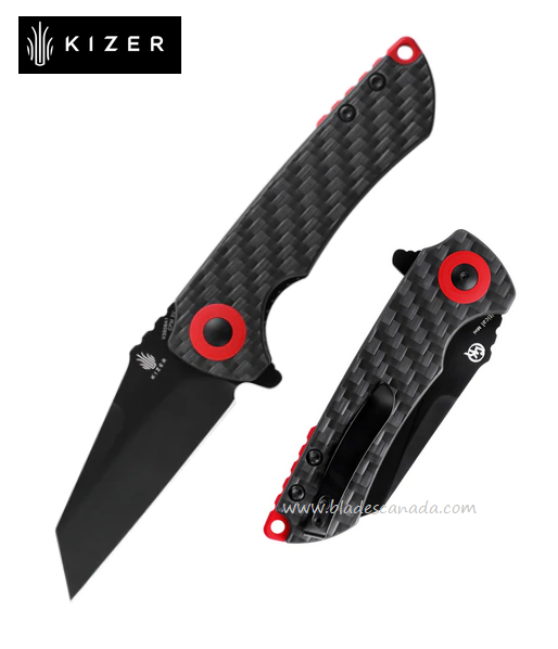 Kizer Mini Critical Flipper Folding Knife, CPM 3V, Carbon Fiber, V3508A1