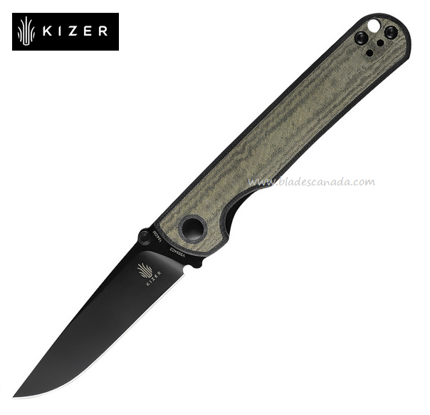 Kizer Rapids Folding Knife, 154CM Black, Micarta/G10 Green, KIV3594C2