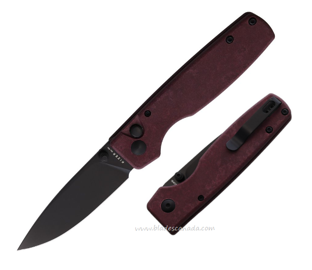 Kizer Original Button Lock Folding Knife, 154CM Black, Richlite Red, V3605C3