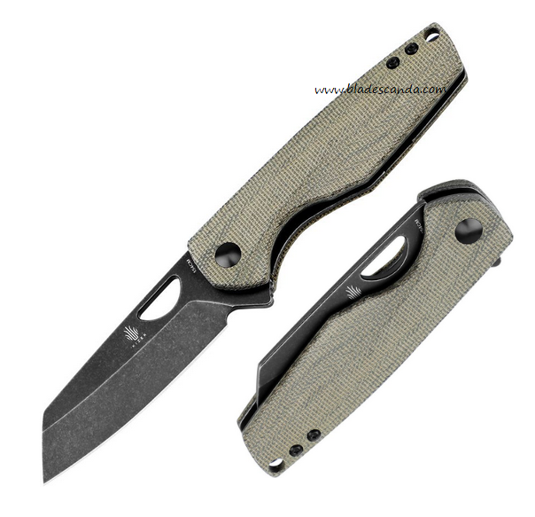 Kizer Sparrow Flipper Folding Knife, 154CM Black SW, Micarta Green, KIV3628C2
