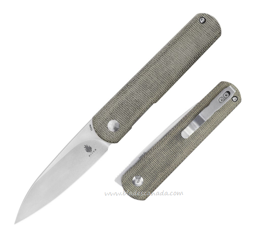 Kizer Fiest XL Flipper Folding Knife, 154CM SW, Micarta Green, V4499C1