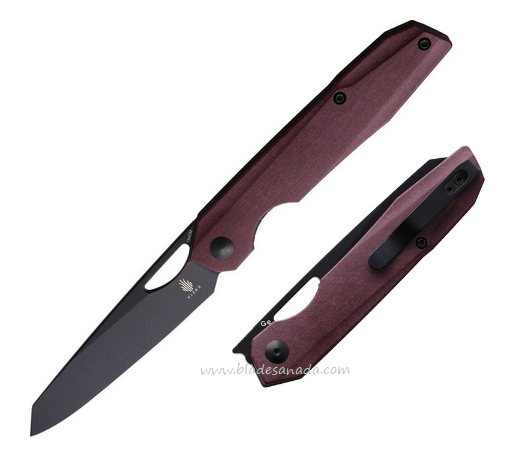 Kizer Genie Flipper Folding Knife, 1454CM Black, Richlite Red, V4545C2