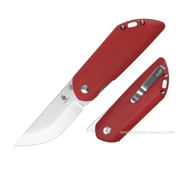 Kizer Comfort Folding Knife, 154CM Stonewash, Micarta Red, V4559C1
