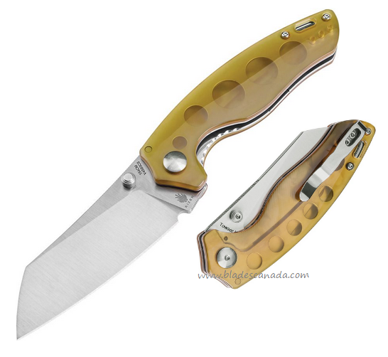 Kizer Towser K Folding Knife, 154CM Satin, Amber PEI, KIV4593C5