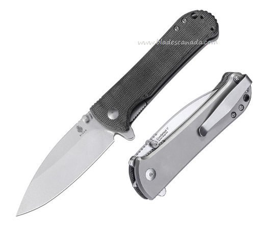 Kizer Coniferous Flipper Folding Knife, 154CM SW, Micarta Black/Titanium, V4609C1
