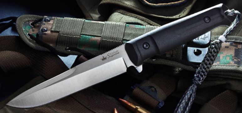 Kizlyar Alpha Fixed Blade Knife, AUS 8 Satin, MOLLE Sheath, KK0002