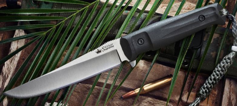 Kizlyar Croc Fixed Blade Knife, AUS 8 Satin, MOLLE Sheath, KK0010