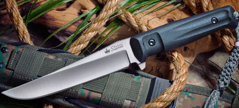 Kizlyar Croc Fixed Blade Knife, D2 Satin, MOLLE Nylon Sheath, KK0012