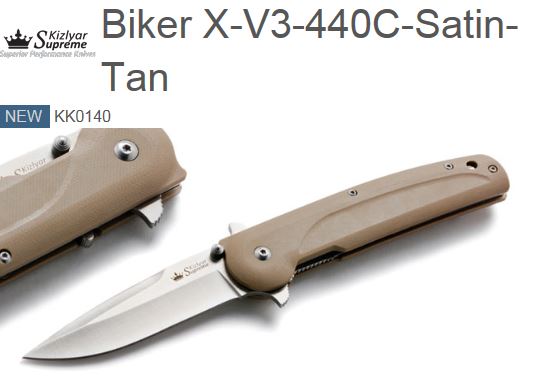 Kizlyar Biker X-V3 Flipper Folding Knife, 440C, KK0140