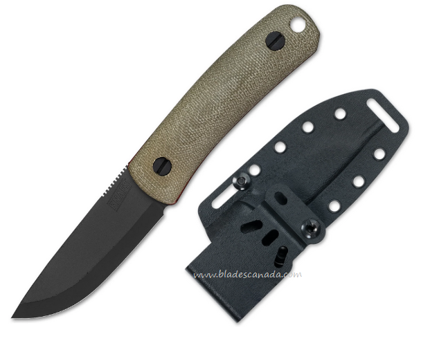 Knafs Lulu Fixed Blade Knife, MagnaCut Black, Micarta Green/G10 Red Layered, 00251