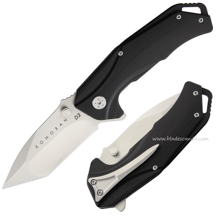 Komoran Knives Flipper Folder, D2 Steel, Micarta Handle, KO017