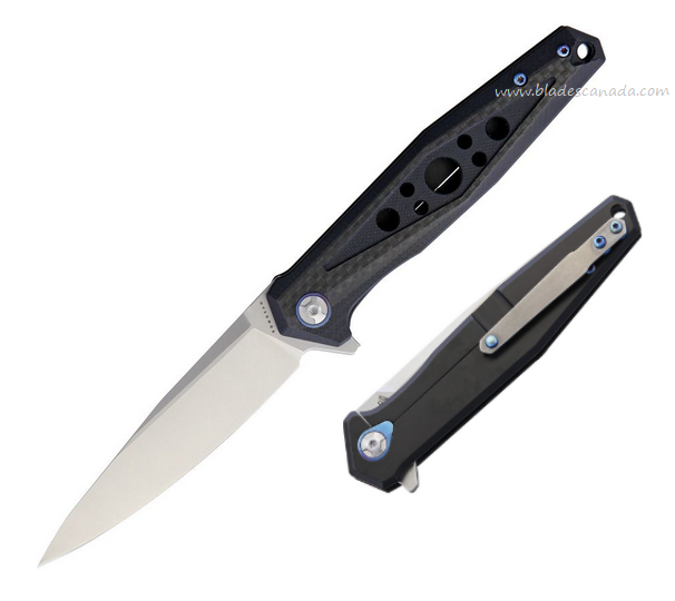 Komoran Flipper Folding Knife, Stainless Satin, G10/Carbon Fiber, KO027