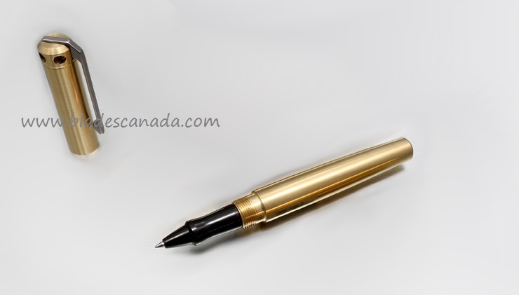 Karas Kustoms Ink Rollerball Pen Brass - Black Grip - Click Image to Close