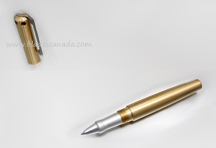 Karas Kustoms Ink Rollerball Pen Brass - Silver Grip