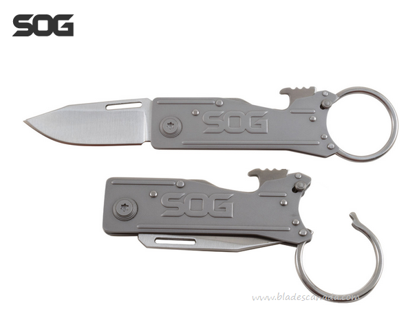 SOG Keytron Folding Keychain Knife, Stainless Steel, KT1001