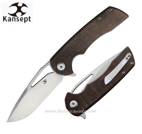 Kansept Kyro Flipper Folding Knife, D2 Steel, Micarta Brown, T1001A1