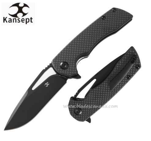 Kansept Kyro Flipper Folding Knife, D2 Steel, Carbon Fiber, T1001A3