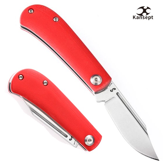 Kansept Bevy Slip Joint Folding Knife, 154CM, G10 Red, T2026S2