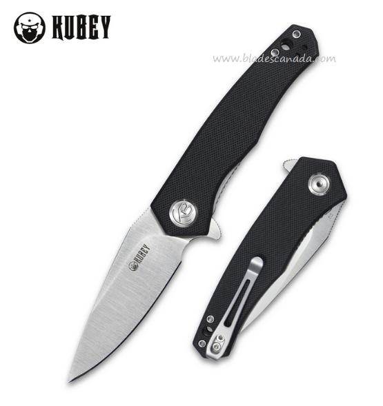 Kubey Flipper Folding Knife, D2 Steel, G10 Black, KU055A