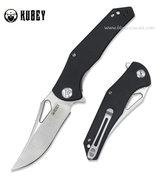 Kubey 149A Flipper Folding Knife, D2 Steel, G10 Black, KU149