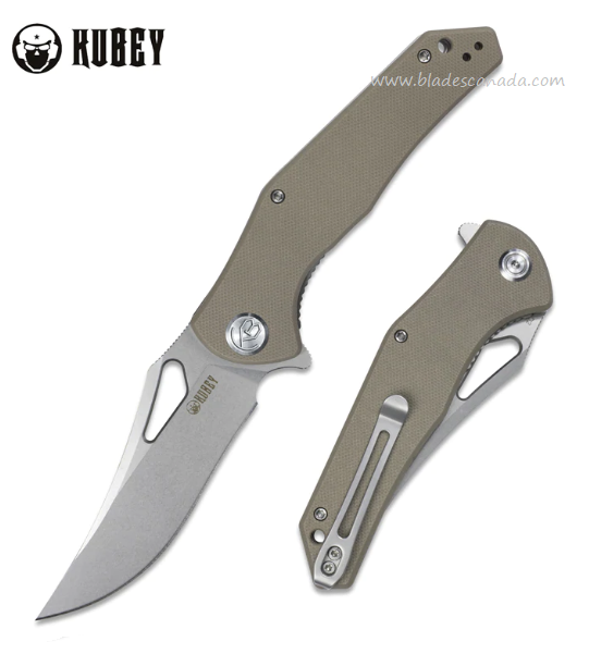 Kubey 149B Flipper Folding Knife, D2 Steel, G10 Tan, KU149B
