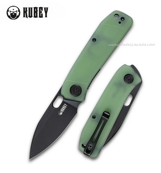Kubey Hyde Folding Knife, 14C28N Black SW, G10 Jade, KU2104C
