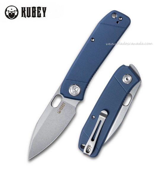 Kubey Hyde Folding Knife, 14C28N Sandvik, G10 Denim Blue, KU2104D