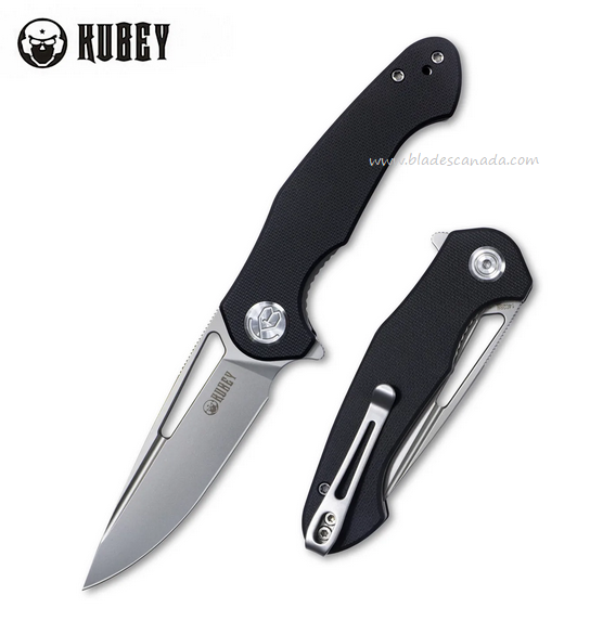 Kubey Dugu Flipper Folding Knife, 14C28N Sandvik, G10 Black, KU210E