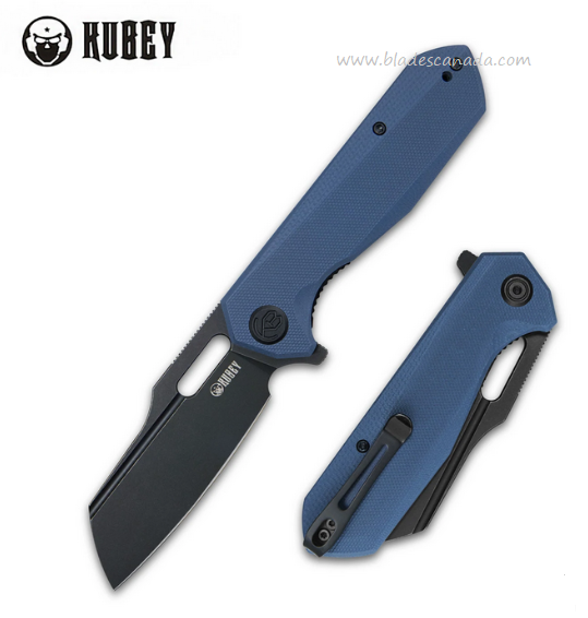 Kubey Atlas Flipper Folding Knife, 14C28N Black SW, G10 Blue, KU328B