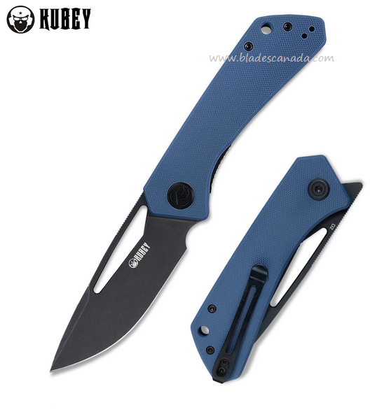 Kubey Front Flipper Folding Knife, D2 Black SW, G10 Denim Blue, KU331C