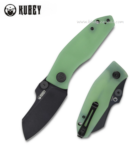 Kubey Monsterdog Flipper Folding Knife, 14C28N Black SW, G10 Jade, KU337C
