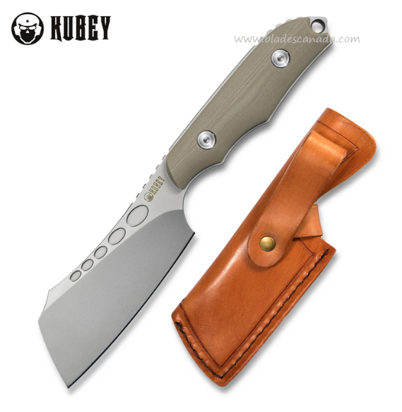 Kubey Aiden Full Tang Fixed Blade Knife, D2 Steel, Micarta Tan, KU341B