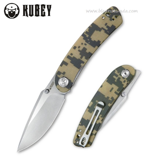 Kubey Momentum Flipper Folding Knife, D2 Steel, G10 Camo, KU344D