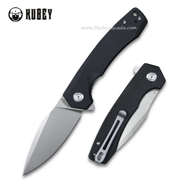 Kubey Flipper Folding Knife, D2 Steel, G10 Black, KU901E
