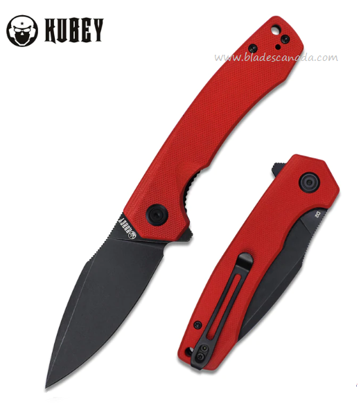 Kubey Flipper Folding Knife, D2 Black, G10 Red, KU901F