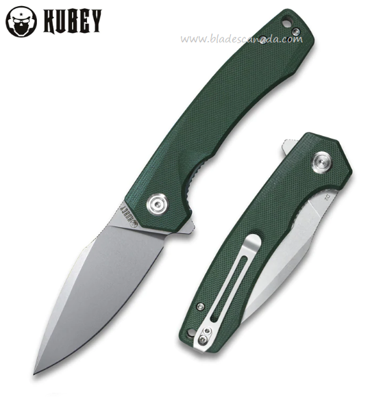 Kubey Flipper Folding Knife, D2 Steel, G10 Green, KU901G