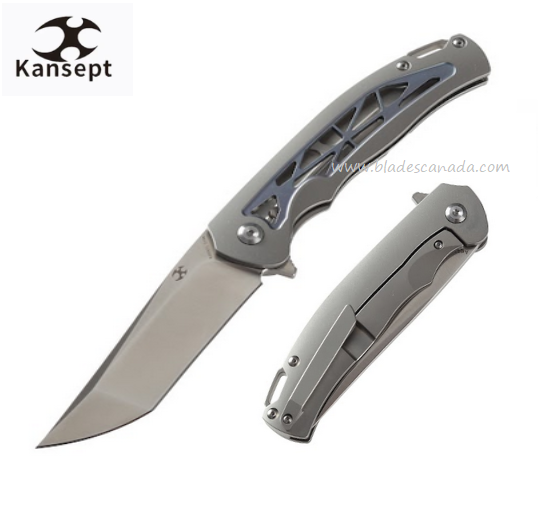 Kansept Agent Flipper Framelock Knife, CPM S35VN Tanto, Titanium, K1004T1 - Click Image to Close