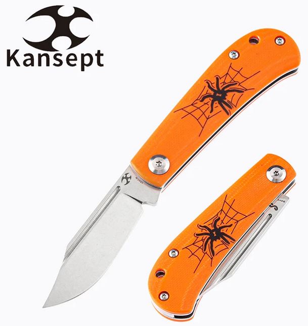 Kansept Bevy Halloween Ltd Edition Slipjoint Folding Knife, 154CM, G10 Orange, T2026SW