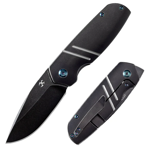 Kansept Turaco Flipper Framelock Knife, CPM S35VN Black, Titanium Black, K2049A2