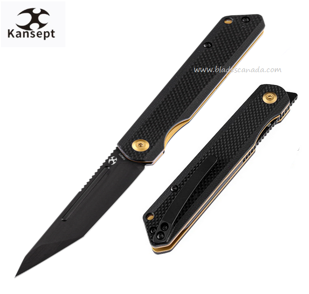 Kansept Front Flipper Folding Knife, 154CM, G10 Black, T1012T1