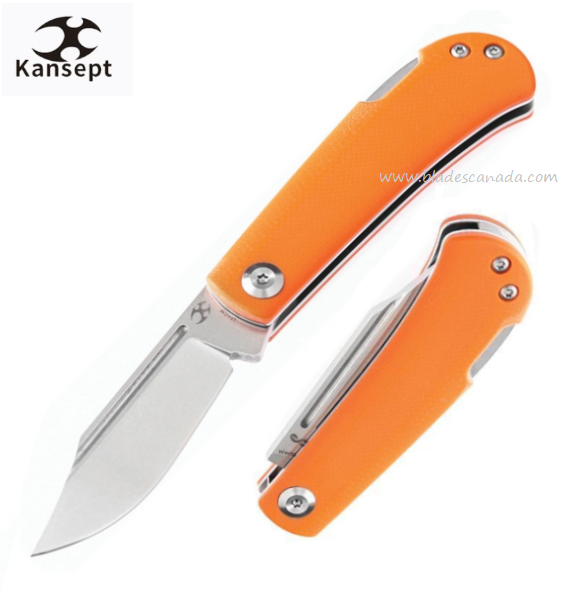 Kansept Wedge Lockback Folding Knife, 154CM, G10 Orange, T2026B8 - Click Image to Close